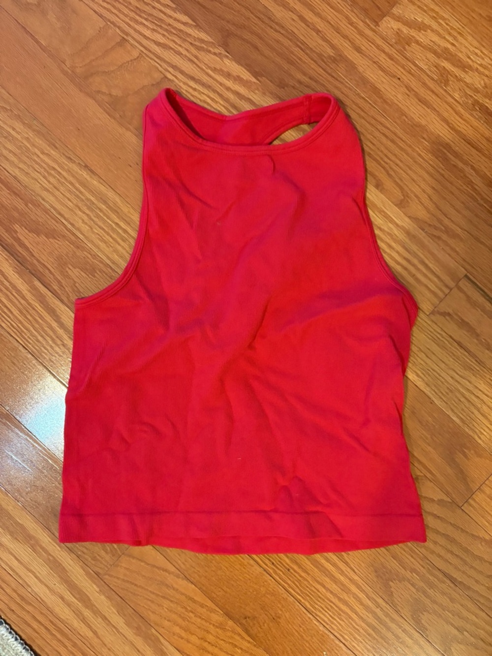 FP Movement by Free People Red Ribbed High-Neck Crop Tank